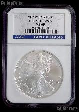 2007-W American Silver Eagle Dollar Burnished EARLY RELEASES in NGC MS 69
