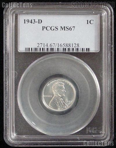 1943-D Lincoln Steel Wheat Cent in PCGS MS 67