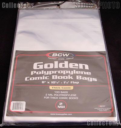 Clear Polypropylene  on Golden Age Thick Comic Book Polypropylene Bags  Pack Of 100    7 29