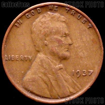 1918-Wheat-Penny-Value 1937 Wheat Penny Lincoln Wheat Cent Circulated G-4 or Better - $0.59