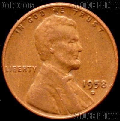 1918-Wheat-Penny-Value 1958-D Wheat Penny Lincoln Wheat Cent Circulated G-4 or Better - $0.59