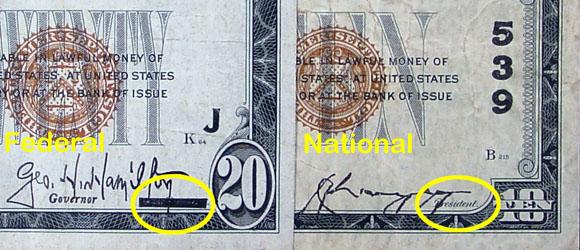 National Bank Note vs Federal Bank Note