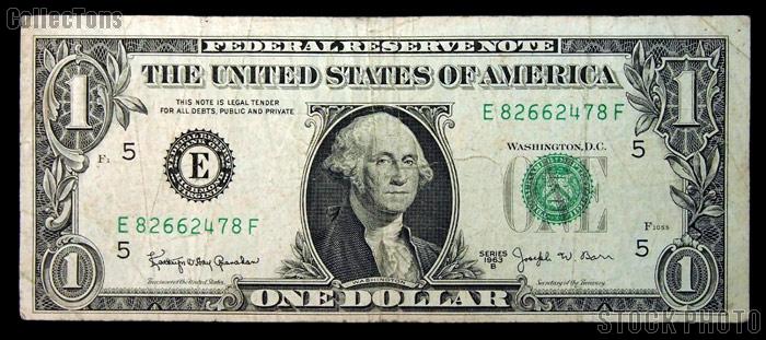 One Dollar Bill Federal Reserve Note Series 1963B BARR NOTE US Currency ...